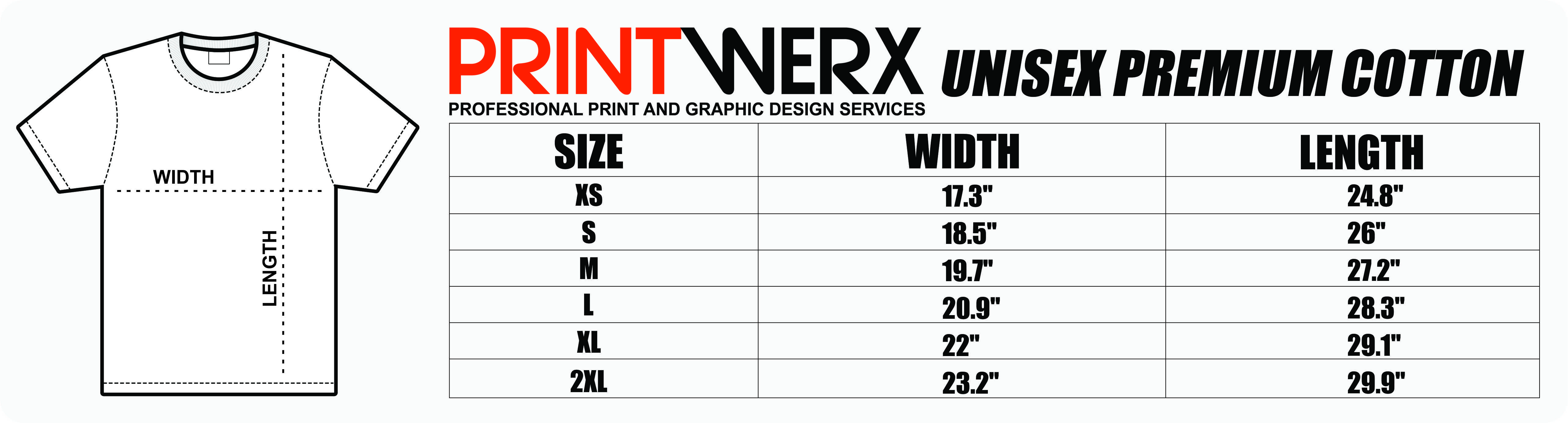 T-Shirt Size Chart